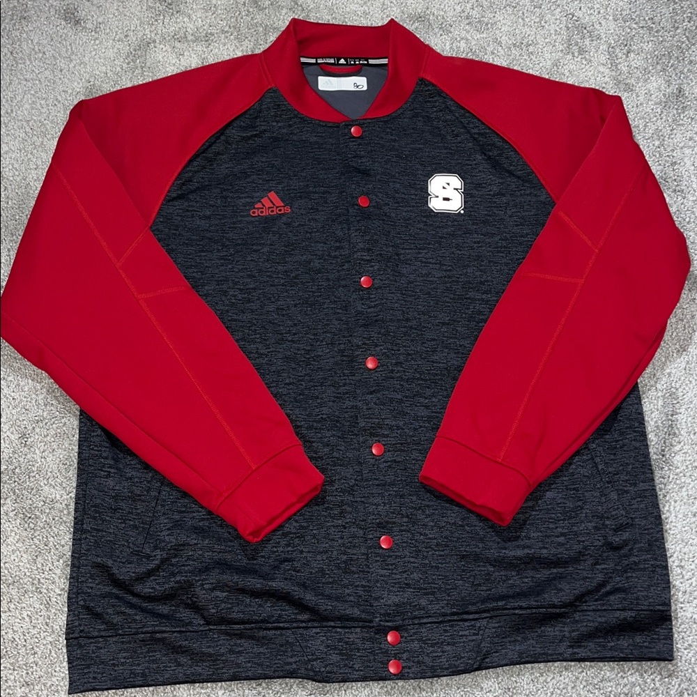 NC State Wolfpack adidas full snap football bball warmup jacket 2X Mens oversize